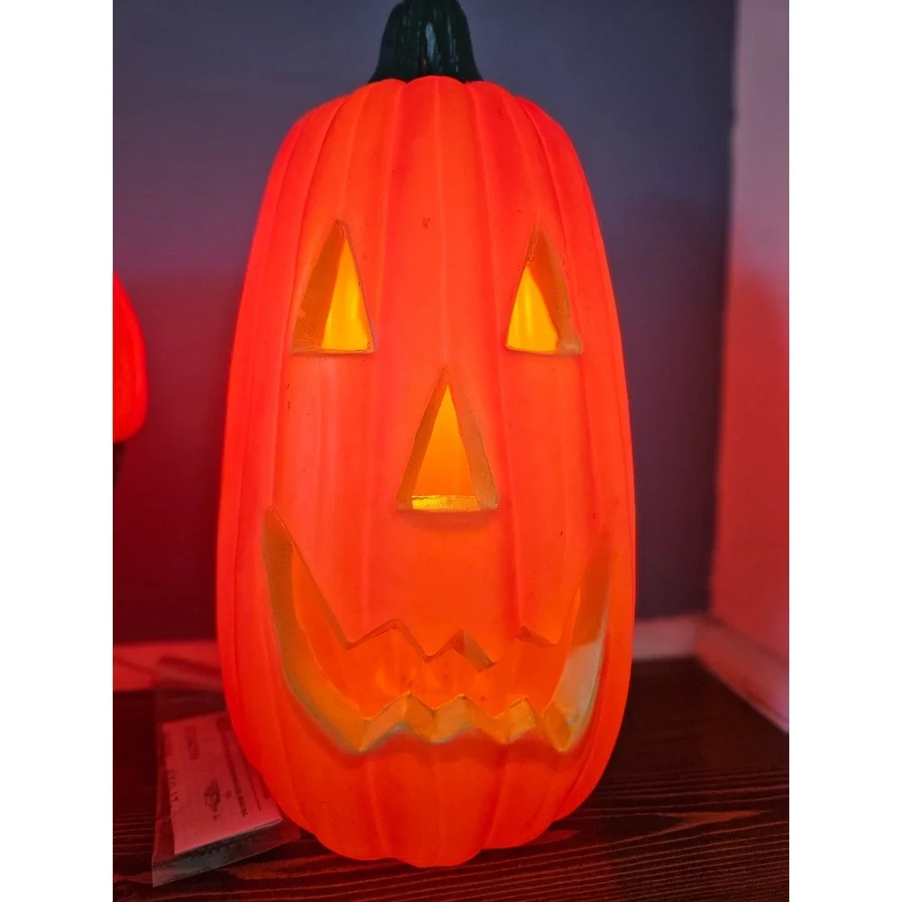 VTG RARE Halloween Blow Mold Pumpkin Set of 2 Jack O Lantern Electric Plug In